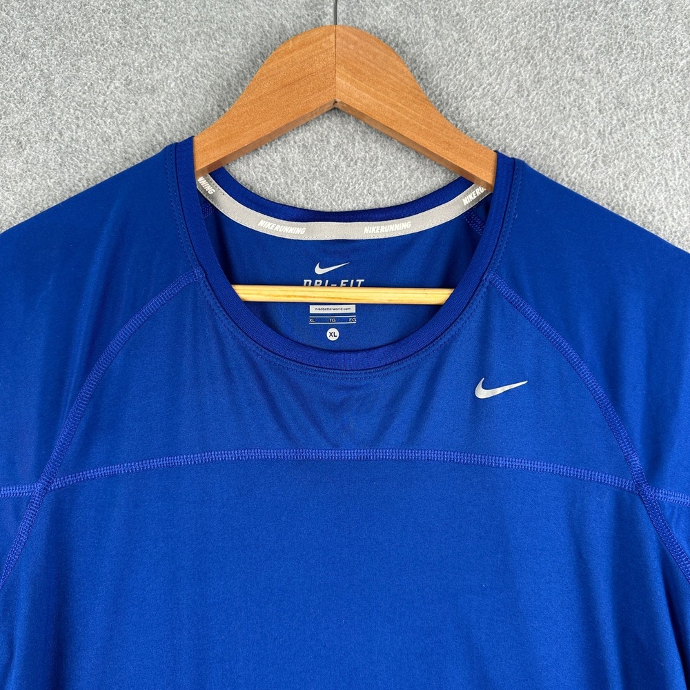 Nike Shirt Mens XL Dri-FIT Running Blue Performance Short Sleeve 506314-416
